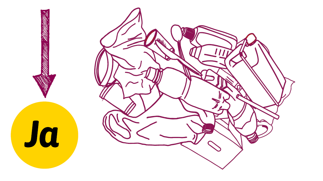 Illustration av plastförpackningar till retur