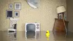 Översvämning i möblerat rum
