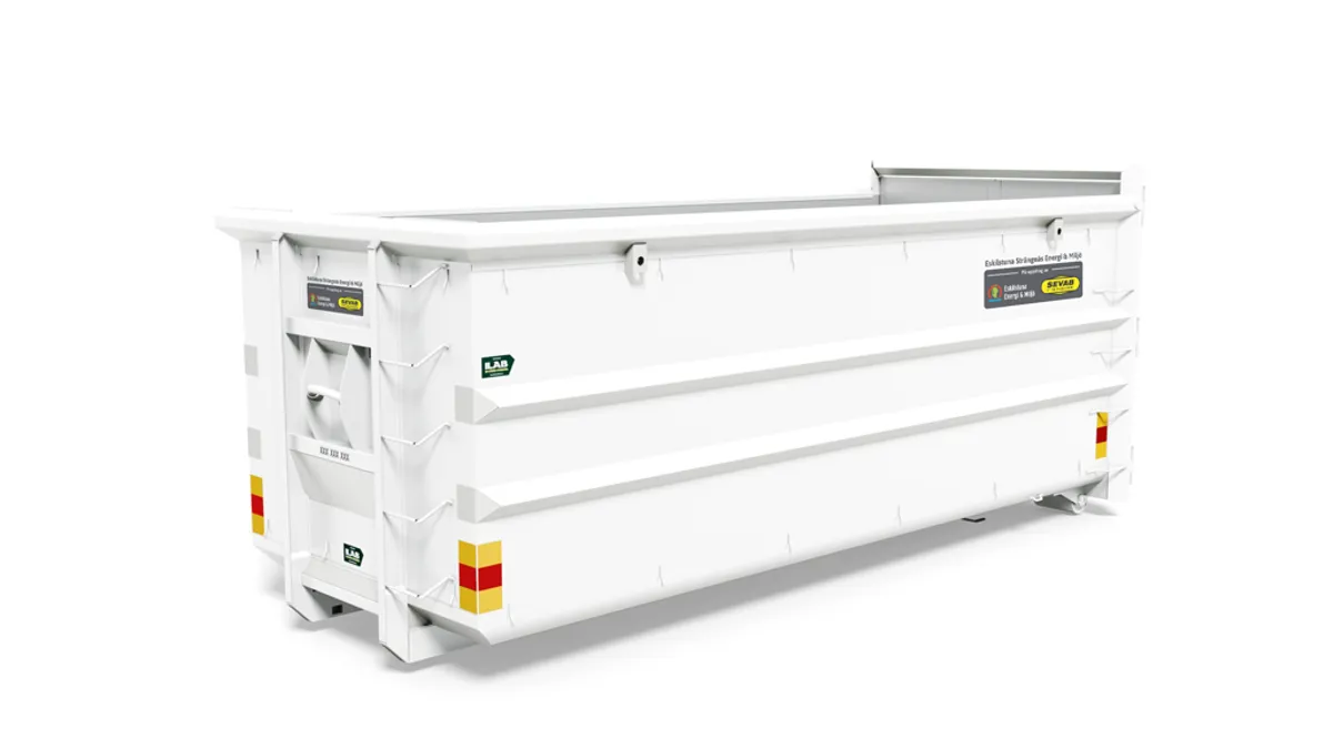 Stor vit container från Eskilstuna Strängnäs Energi & Miljö