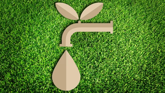 Illustrerad kran med vattendroppe