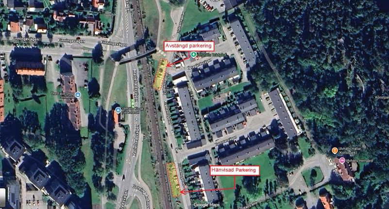 Karta som visar stängd och öppen parkering.